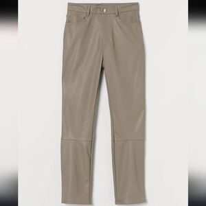 H&M Beige Faux Leather Pants Sz 12